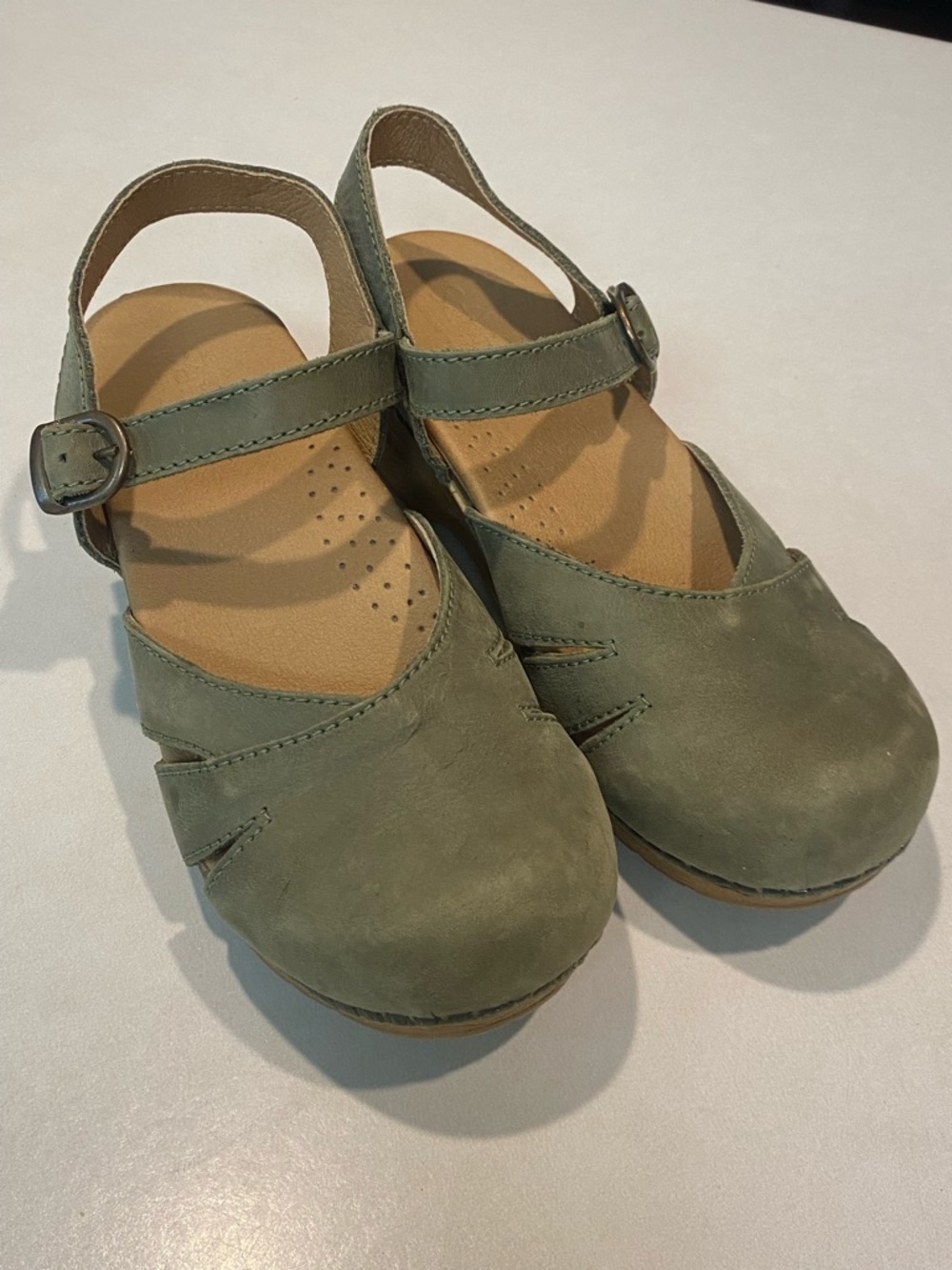 SANITA MARGRETHE CLOG SANDAL DANISH POLISH GREEN COMFORT WOMENS SZ EU 37